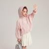 Roupa de Proteção Solar Fresca de Verão 2024 Novo Modelo Lançado Jaqueta com Capuz para Meninas Proteção Solar com Cordão na Bainha Roupa de Proteção Solar