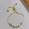 Pulseira Popular de Venda Quente Transfronteiriça Barroco Francês Luxo Leve Retrô com Contas Redondas Strass Totalmente Diamante Zircônia Pulseira de Aço Titânio com Contas