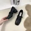 Zapatos Mocasines de Tacón Grueso de Diseño de Nicho Cuadrados de Cuero para Principios de Otoño Zapatos Retro Franceses Mary Janes Zapatos para Mujer