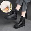 Shanghai Jiejie Inverno Novas Botas de Algodão Quente Biqueira Redonda Sola Grossa Botas Curtas Femininas com Couro de Vaca Design Simples Sapatos Femininos