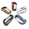 Mosquetón de montañismo multifuncional de acero inoxidable tipo D 4 en 1 con bloqueo, llavero, mosquetón de colgado rápido, gadgets combinados para exteriores