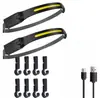 Linterna frontal de silicona para deportes al aire libre transfronteriza con doble fuente de luz, linterna portátil, luz para pesca, luz potente, linterna de batería de larga duración