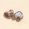 Estilo Academia Estilo Japonés Tela a Cuadros Dorados Botones Botón Pequeño Lindo en Forma de Corazón Materiales y Accesorios para Pendientes de Manualidades y Accesorios para el Cabello