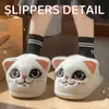 Novas Pantufas de Algodão de Inverno 2025 para Mulheres, Desenho Animado de Gato Duende Fofo com Forro de Lã, Pantufas Quentes com Solado Macio para Uso em Casa e ao Ar Livre