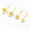 Brinco de Prata S925 com Pino Banhado a Ouro 18K Real com Base para Pendurar Brinco Acessórios de Cobre Pino de Brinco de Tigela DIY A01