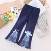 Pantalones Acampanados Casuales para Niñas Estilo Primavera y Otoño Pantalones Largos para Niñas Moda Infantil Pantalones de Dibujos Animados Versátiles y Modernos