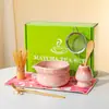 Juego de Té Matcha de 7 Piezas Set de 7 Piezas Batidor de Té Esmaltado en Horno Juego Japonés de Matcha Tazón de Matcha con Pico Transfronterizo