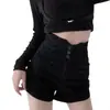 Shorts Jeans Feminino de Cintura Super Alta Verão Spice Girls 2025 Novo Preto Modelo A Plus Size Slim Design Hot Pants