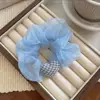 Goma para el pelo de malla con lunares en forma de corazón estilo coreano, Cinta para el pelo de estilo dulce, Cuerda para el pelo versátil de estilo perezoso t