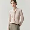 Novo suéter de malha de cashmere feminino para outono e inverno, design de puxe-pela-cabeça, estilo francês, nicho, com fitas esvoaçantes, macio e aconchegante, moderno