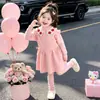 2026 Nuevo Estilo Otoño Vestido de Encaje con Hongo Tejido para Niñas Vestido para el Primer Cumpleaños del Bebé Cumpleaños Agarra-la-Semana Ropa Infantil