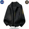 Chaqueta de solapa retro americana de alta calidad marca NASA para hombre, moda casual de otoño, prenda exterior elegante y lujosa