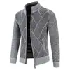 Transfronterizo 2024 Nuevo Llegada Chaqueta Gráfica Rombo Suéter Cardigan Casual para Hombre Chaqueta Suéter de Lana para Hombre