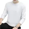 Venta Directa de Fábrica Camiseta para Hombre Otoño Nueva Tendencia Cuello en V Cuello Redondo Manga Larga Color Sólido Jersey Versátil Casual Camiseta Básica