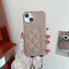 Funda para teléfono con ranura para tarjetas adecuada para iPhone 17 Pro Max, Correa cruzada para hombro estilo Chanel pequeño para Samsung S25, Funda protectora de cuero para S24