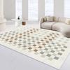 Alfombra a cuadros de terciopelo de cristal resistente a las manchas estilo romano para sala de estar, dormitorio, tapete de piso antideslizante, fácil de limpiar, lavable a máquina
