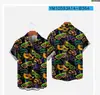 Camisa Informal de Manga Corta Suelta y Moderna para Hombre con Estampado de Corazón Estilo Nuevo Transfronterizo para el Día de San Valentín Sin Bolsillos