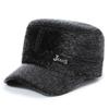 Gorra de Hombre Nueva de Invierno de Terciopelo Cálida de Cuero para Papá y Personas Mayores, de Mediana Edad y Mayores, Resistente al Viento, Protección para Orejas, Gorra Plana