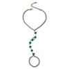Joyería Transfronteriza Europea y Americana Estilo Playa Cadena de Dedo del Pie con Cuentas Azules Cadena Hueca Simple de Moda Decoración para Dedo del Pie para Mujeres