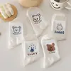 Medias de longitud media de oso para niños Ins de moda estilo japonés lindas para primavera, otoño, verano, estilo universitario de Corea del Sur, calcetines blancos de dibujos animados