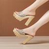 Zapatillas de Tacón Alto y Tacón Grueso para Mujer Plataforma Impermeable de Suela Gruesa Boca de Pez Verano 2025 Nueva Moda para Exterior Sandalias Cut Out para Mujer