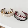 Accesorios Coreanos para el Cabello Banda para la Cabeza Simple de Ola para Ropa Exterior para Mujeres Frente Alto Temperamento Versátil para Lavarse la Cara con Pedrería con Dientes Banda Antideslizante