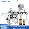Máquina codificadora y etiquetadora totalmente automática en tiempo real Zonesun para botellas redondas y tubos de papel con escáner y impresora en tiempo real