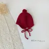 Bonito Sombrero para Bebé con Forma de Bolita, Nuevo Estilo Otoño e Invierno para Niños y Niñas, Protección para los Oídos, Cálido y a Prueba de Viento, Lana Tejida con Cordones