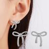 Brincos de Joia Atmosféricos Personalizados Estilo Coreano Laço Micro-incrustados Zircônia Totalmente Diamantada Brincos