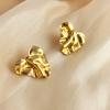 Pendientes de acero inoxidable de oro de 18 quilates con textura geométrica y personalidad exagerada para mujer.