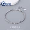 Pulsera de plata de ley con diseño de girasol y flor de coche, pulsera de plata brillante con un toque de nicho, pulsera de novia de alta gama para mujer.