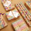 Papel rolo grande tamanho transfronteiriço feliz aniversário Dia dos Namorados papel de embrulho presente papel kraft retrô hot stamping colorido