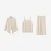 Conjunto de tres piezas para mujer de talla grande: cárdigan de punto y vestido tipo camisola 2026 otoño conjunto holgado y fluido para mujeres de talla grande 25206