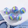 Cuentas de cerámica, cuentas pintadas a mano, cuentas redondas de rayas coloridas, collar DIY hecho a mano, cuentas para pulsera, cuentas sueltas, materiales para accesorios de joyería