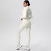 Colete à Prova de Choque em Forma de I Jaqueta Esportiva Curta com Zíper Calça de Yoga Justa de Cintura Alta Amiga da Pele Conjunto de Yoga Fitness para Mulheres