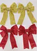 Fita de lamê dourada, fita de lamê vermelha com laço, laço de decoração de Natal, laço artesanal costurado à mão de alta qualidade