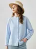 Camisa Minimalista com Gola Alta e Manga Longa 2026 Primavera Nova Fresca e Artística Versátil Casual Camisa Top