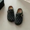 Mocasines de ante con hebilla metálica de lunares Melard 2026 otoño suela blanda casual para exteriores versátil retro