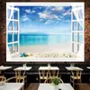 Tapiz de pared con diseño de paisaje de ventana para colgar en la pared, ideal para dormitorio, mesita de noche, decoración del hogar