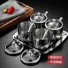 W&Aço Inoxidável 304 Coreano Garrafa de Tempero Cozinha Molho de Pimenta Pote de Sal Pote de Óleo com Colher Caixa de Temperos Dourado Criativo