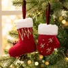 Novo Produto 2026: Meia de Natal de Tecido Pintado Enfeite DIY Atmosfera de Natal Decoração de Janela Enfeite para Pendurar Chapéu