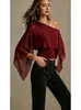 Camiseta de Color Sólido Versátil de Moda de Malla Transparente Asimétrica de un Solo Hombro Estilo Nuevo Europeo y Americano
