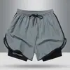 Pantalones Cortos Deportivos de Fitness Estilo Americano para Hombre, Shorts de Running con Forro Interior, Dos en Uno de Entrenamiento Anti-Exposición de Moda Casual para Hombre, Verano