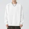 Sudadera de hombre para primavera y otoño, talla grande, versátil, holgada, casual, camiseta de moda, jersey de cuello redondo, gruesa, camiseta básica elegante