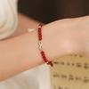 Pulseira de Contas de Ágata Vermelha Natural Badu Feminina Feita à Mão Tecida Design de Nicho Vermelho do Sul para Presentear Senso de Alta Qualidade