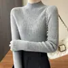 Suéter de Manga Larga al por Mayor Cuello Semi Alto Ajustado 2025 Jersey Primera Línea Andy Terciopelo Fabricante Camiseta Base para Mujer Transfronterizo Nuevo Estilo