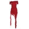 2024 cross-border estilo europeu e americano primavera novas roupas femininas cor sólida fino cintura alta moda off-shoulder tubo top dress mulheres