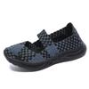 Novos sapatos femininos plus size tecidos à mão, casuais, respiráveis, ocos, de camada única, sapatos baixos de malha ultraleves, overshoe