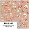 Redanco5D Embutido Popular Adesivos para Nail Art Série de Natal Ursinho Fofo Adesivos 3D para Unhas He1306