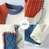 Suéter de bloques de color para hombre transfronterizo, cuello redondo, corte holgado, tejido de punto casual para otoño/invierno